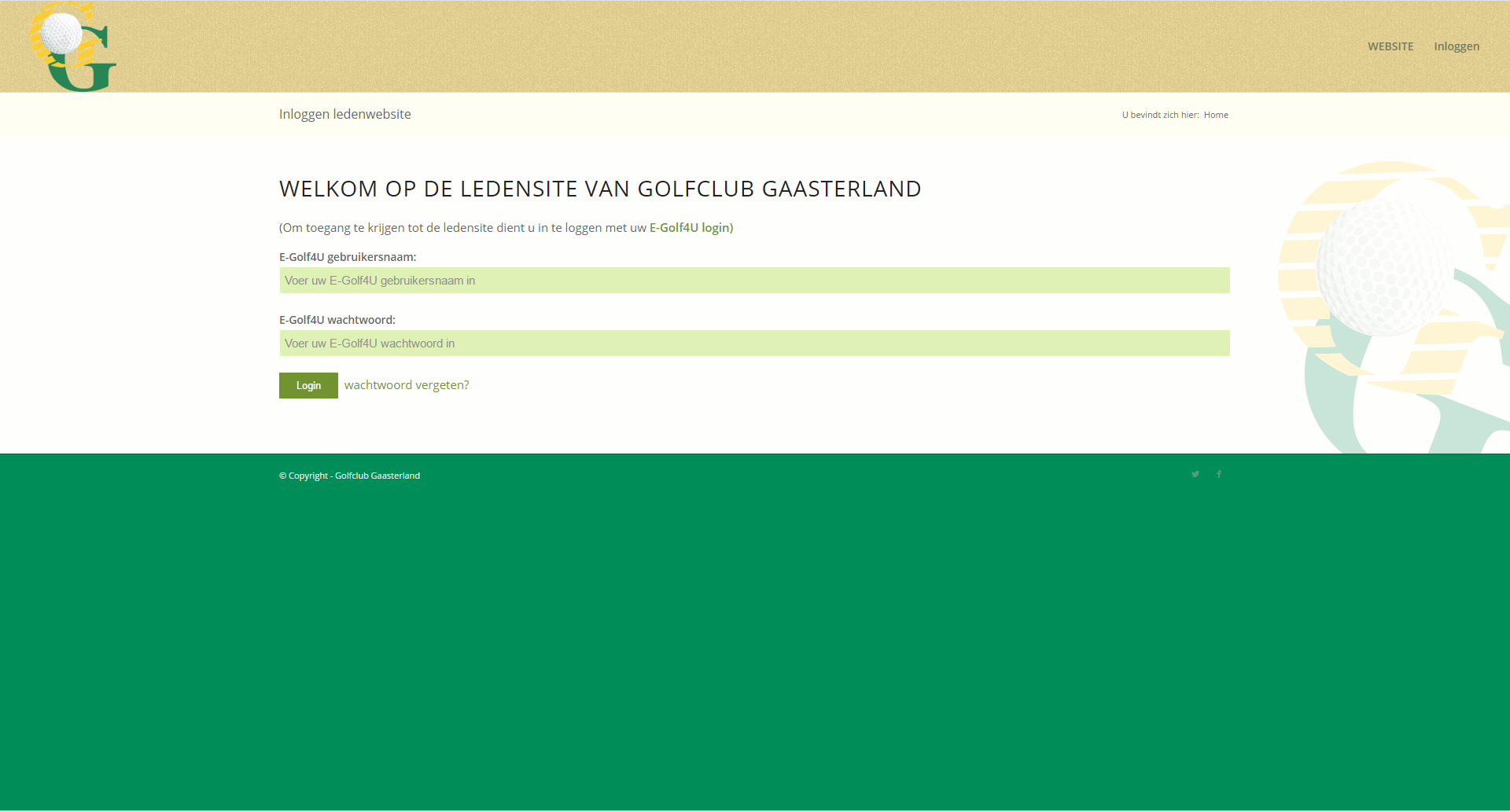 Login op ledenwebsite